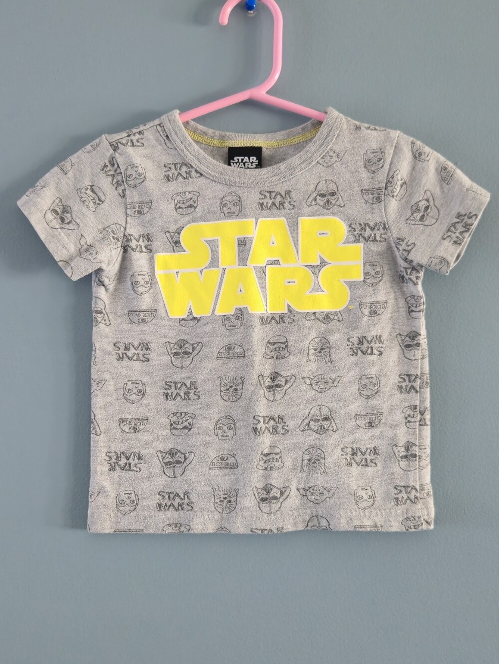 Star Wars Gray Tee with Bright Yellow Logo 2T